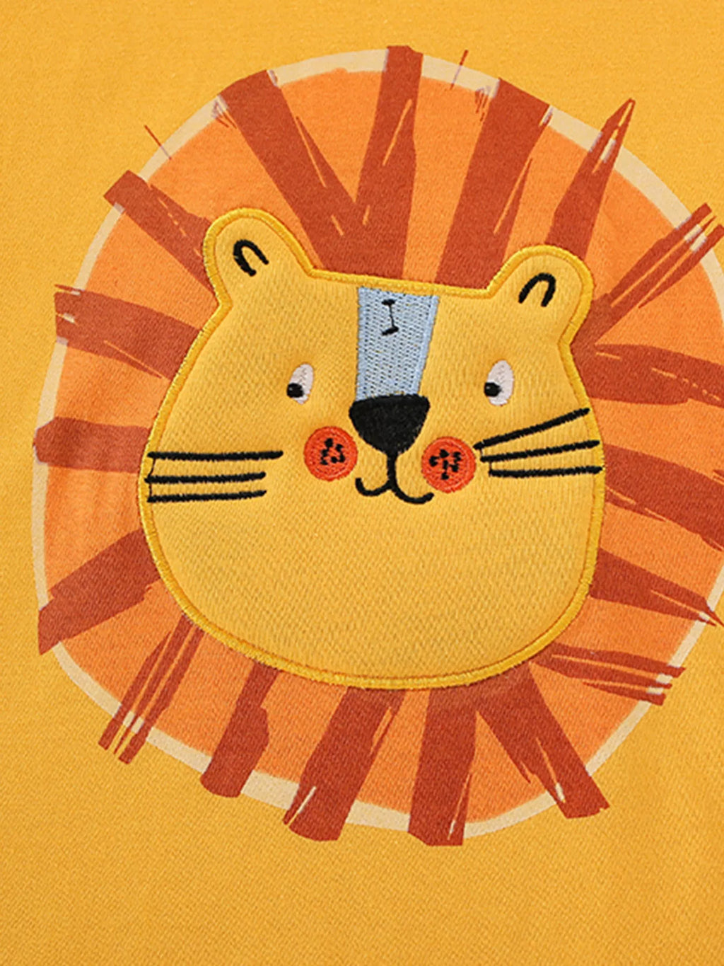 Children's Lion Embroidered Round Neck T-Shirt