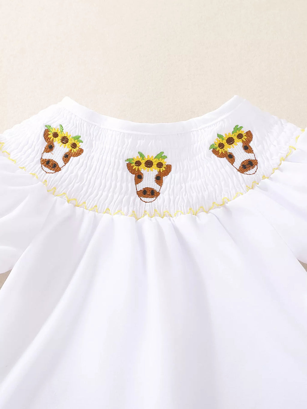 Children's Sunflower Smocked Top and Bell Bottom Set