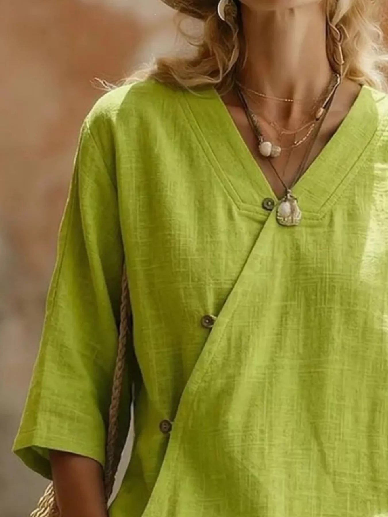 Surplice 3/4 Sleeve Blouse