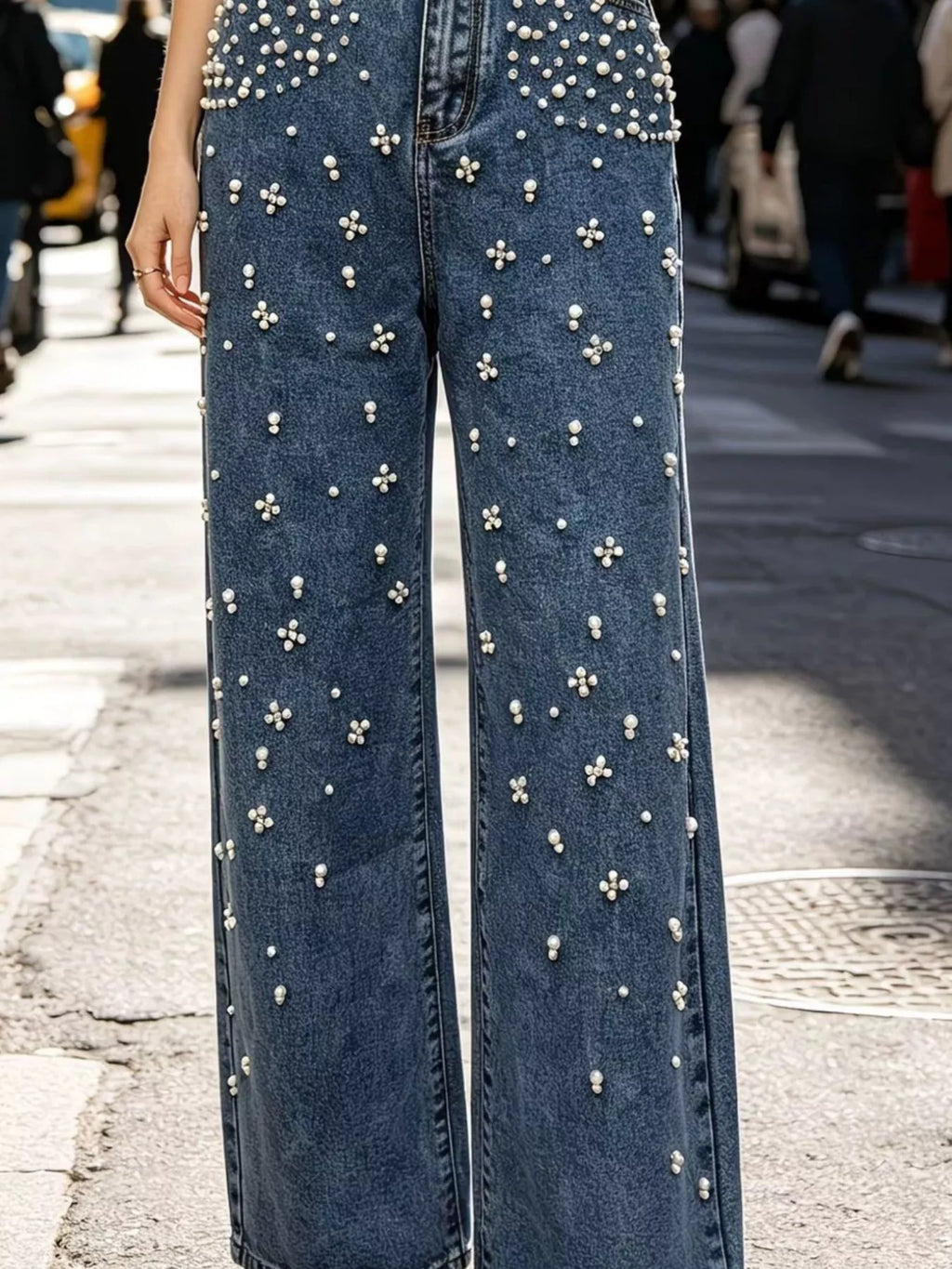 Embellished Wide-Leg Jeans