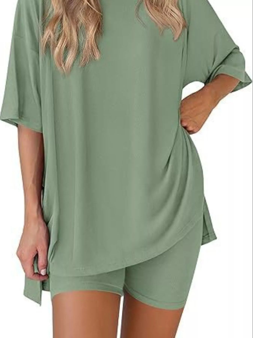 Full Size Relaxed Fit Round Neck Top and Shorts Two-Piece Set Plus Size