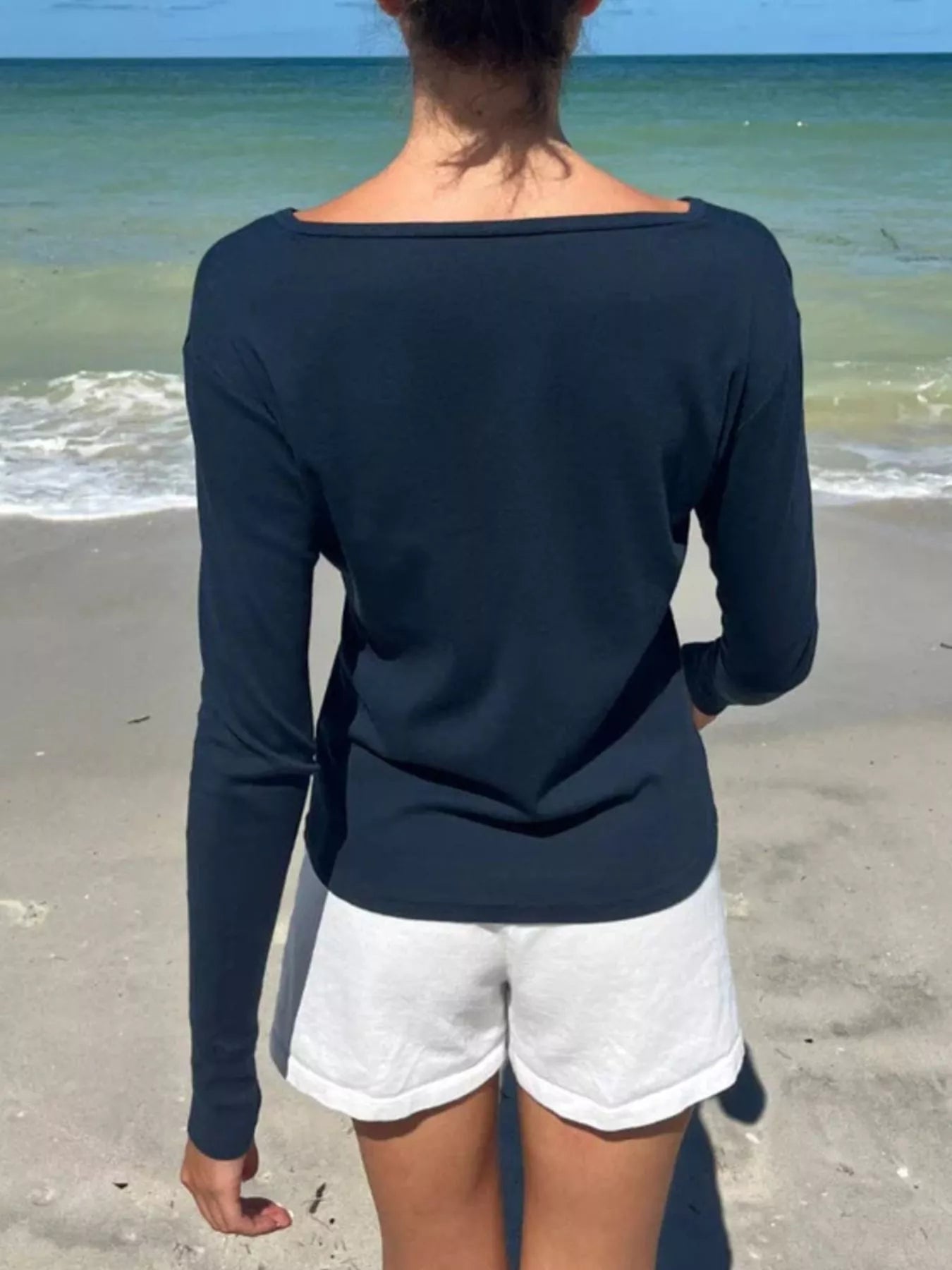 Striped Long Sleeve Henley T-Shirt