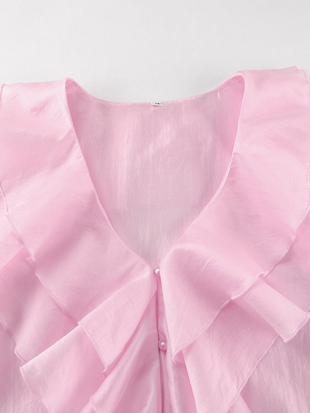 Ruffle Trimmed Long Sleeve Blouse