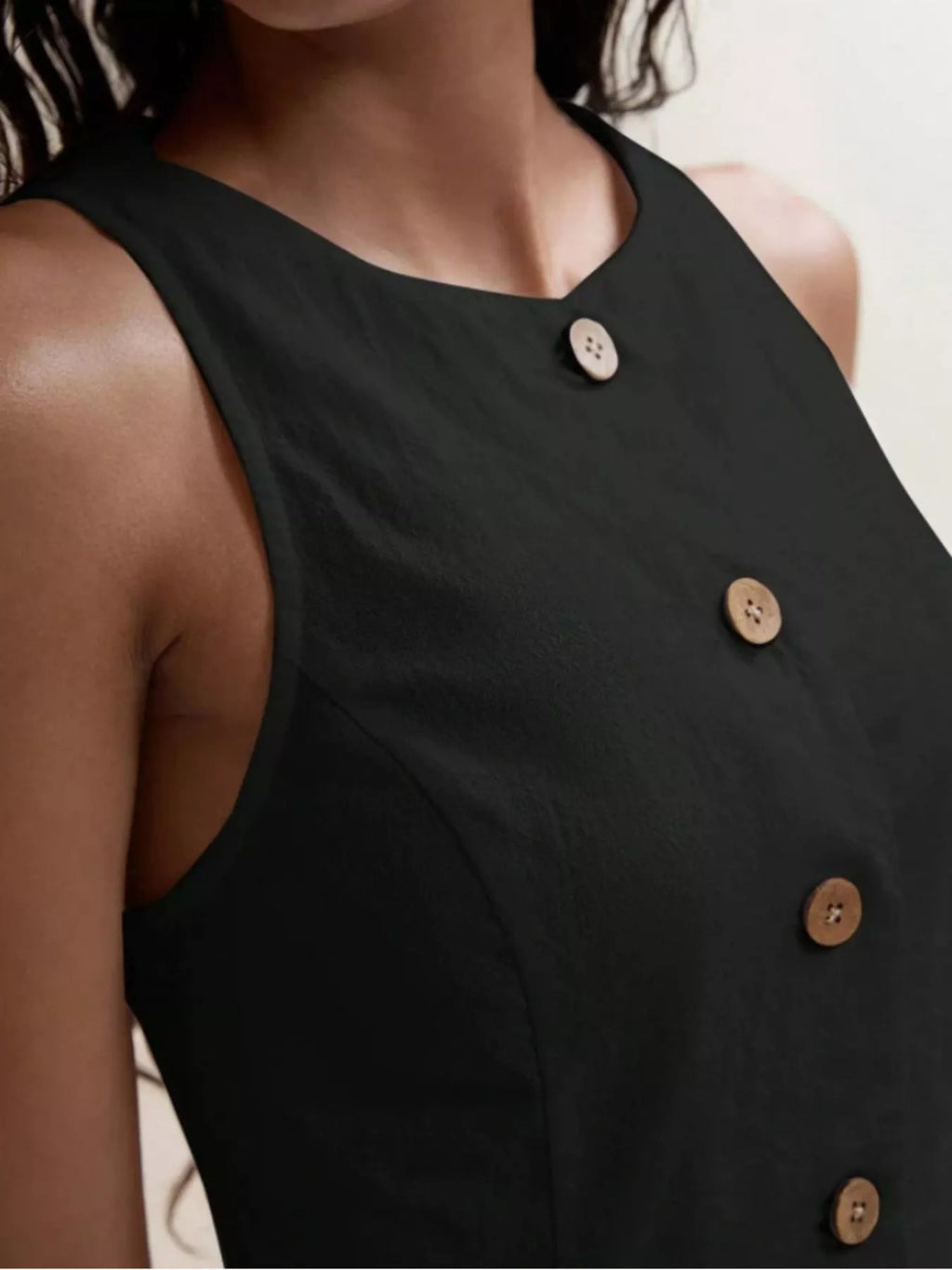 Button-Down Sleeveless Top and Shorts Set