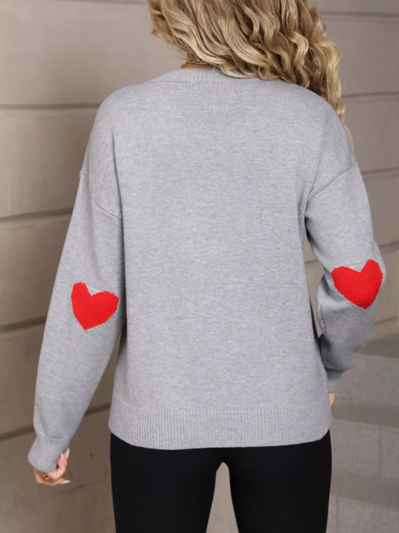 Valentine's Day Heart Graphic Dropped Shoulder Sweater