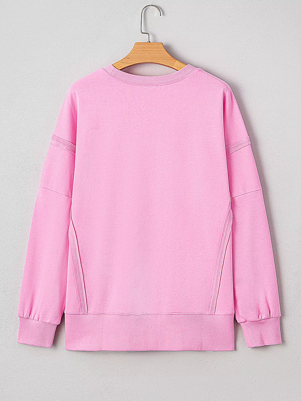 Sequin XOXO Letter Graphic Exposed Seam Baggy Sweatshirt
