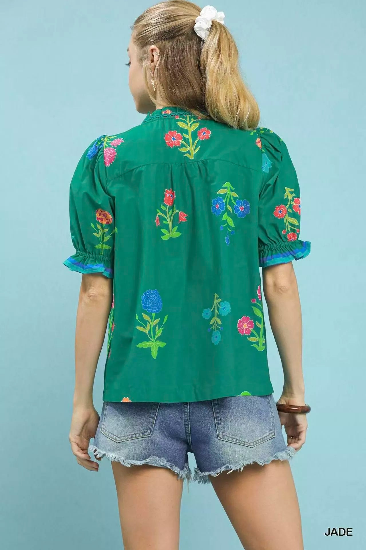 Umgee Petal Parade Print Button-Down Blouse