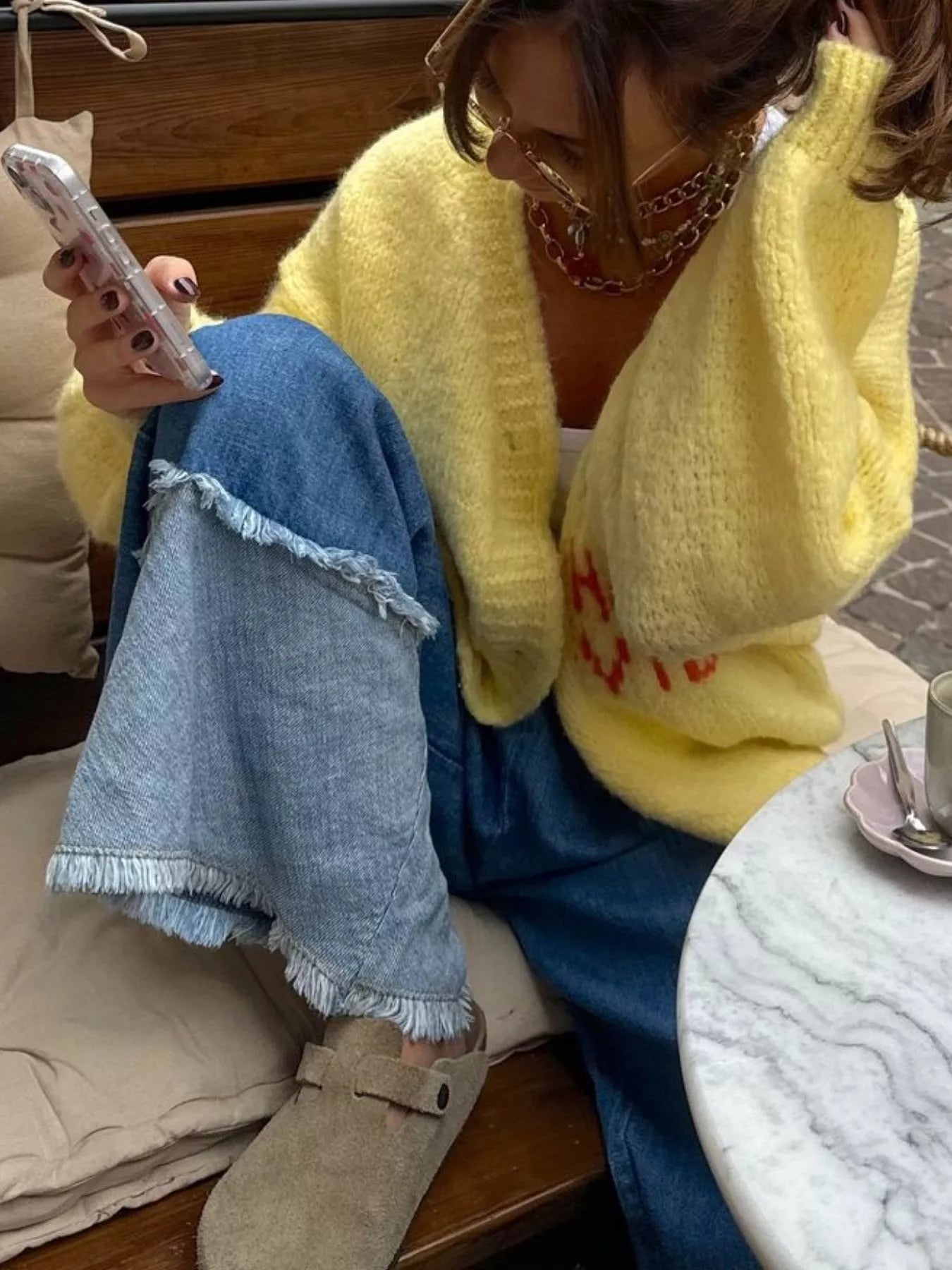 Button Up Dropped Shoulder Cardigan