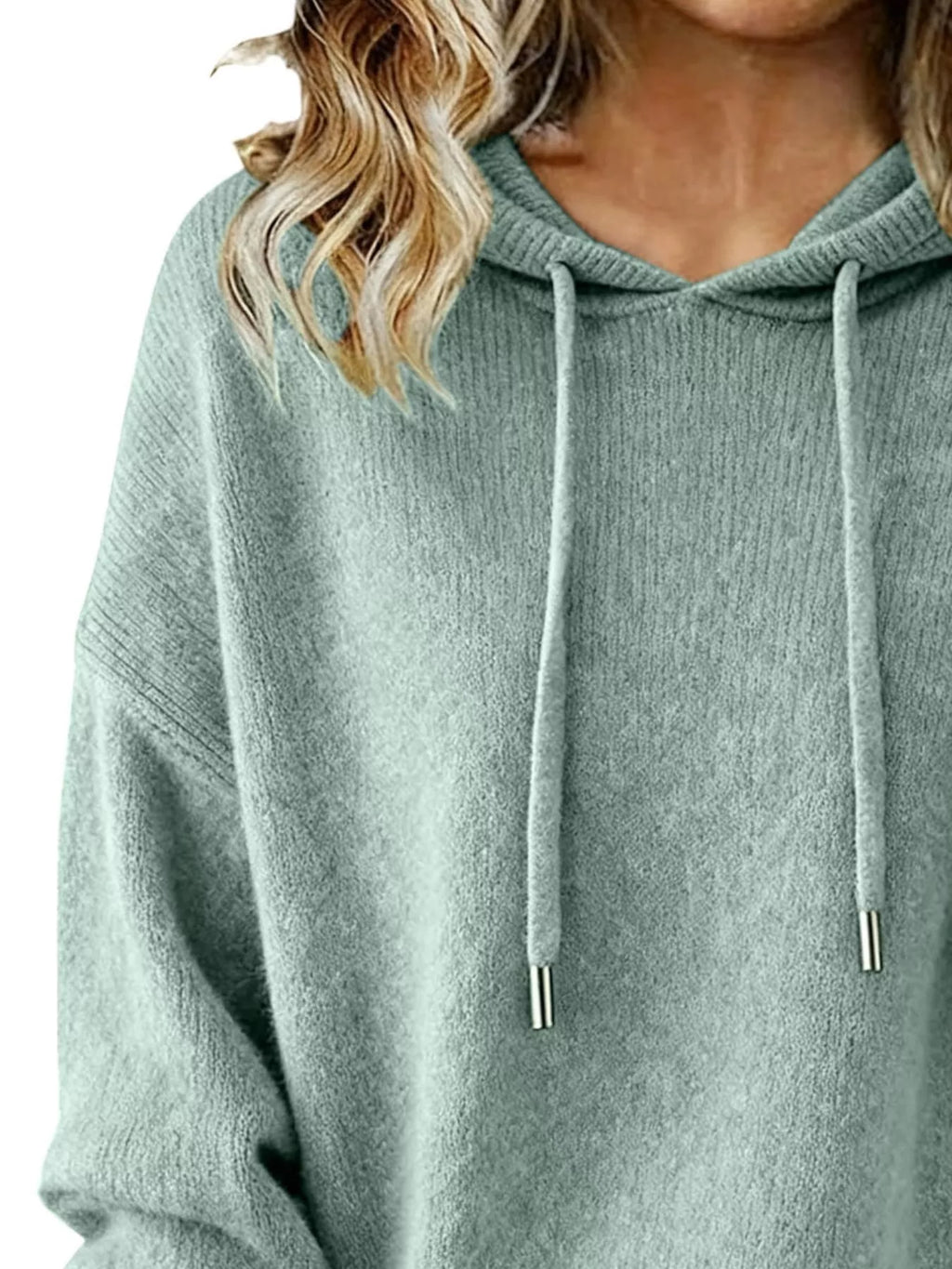 Drawstring Long Sleeve Hooded Sweater