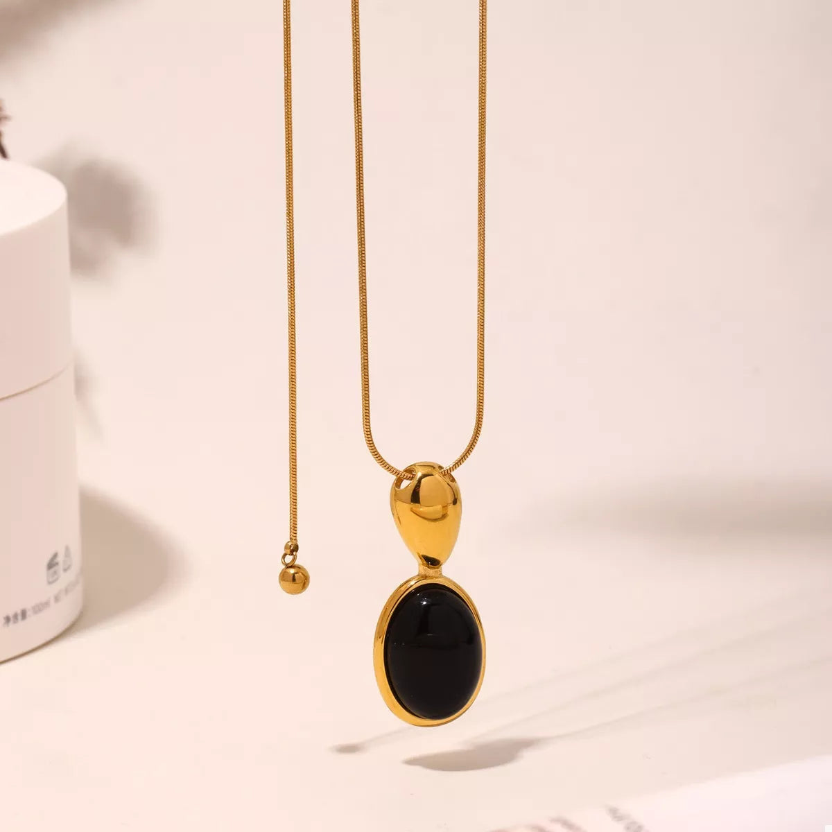 18K Gold-Plated Stainless Steel Necklace with Teardrop Pendant