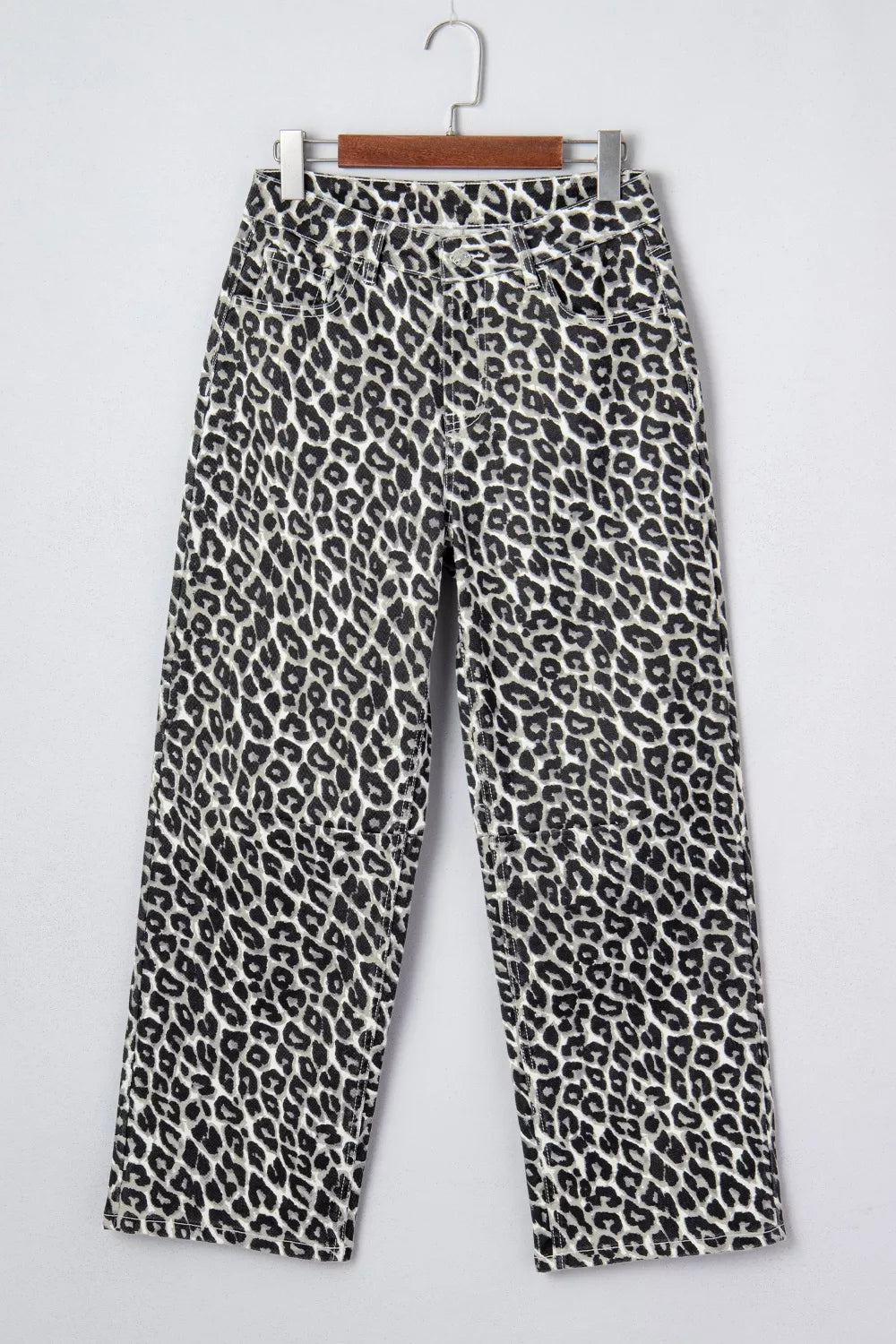 Leopard Print Barrel Jeans