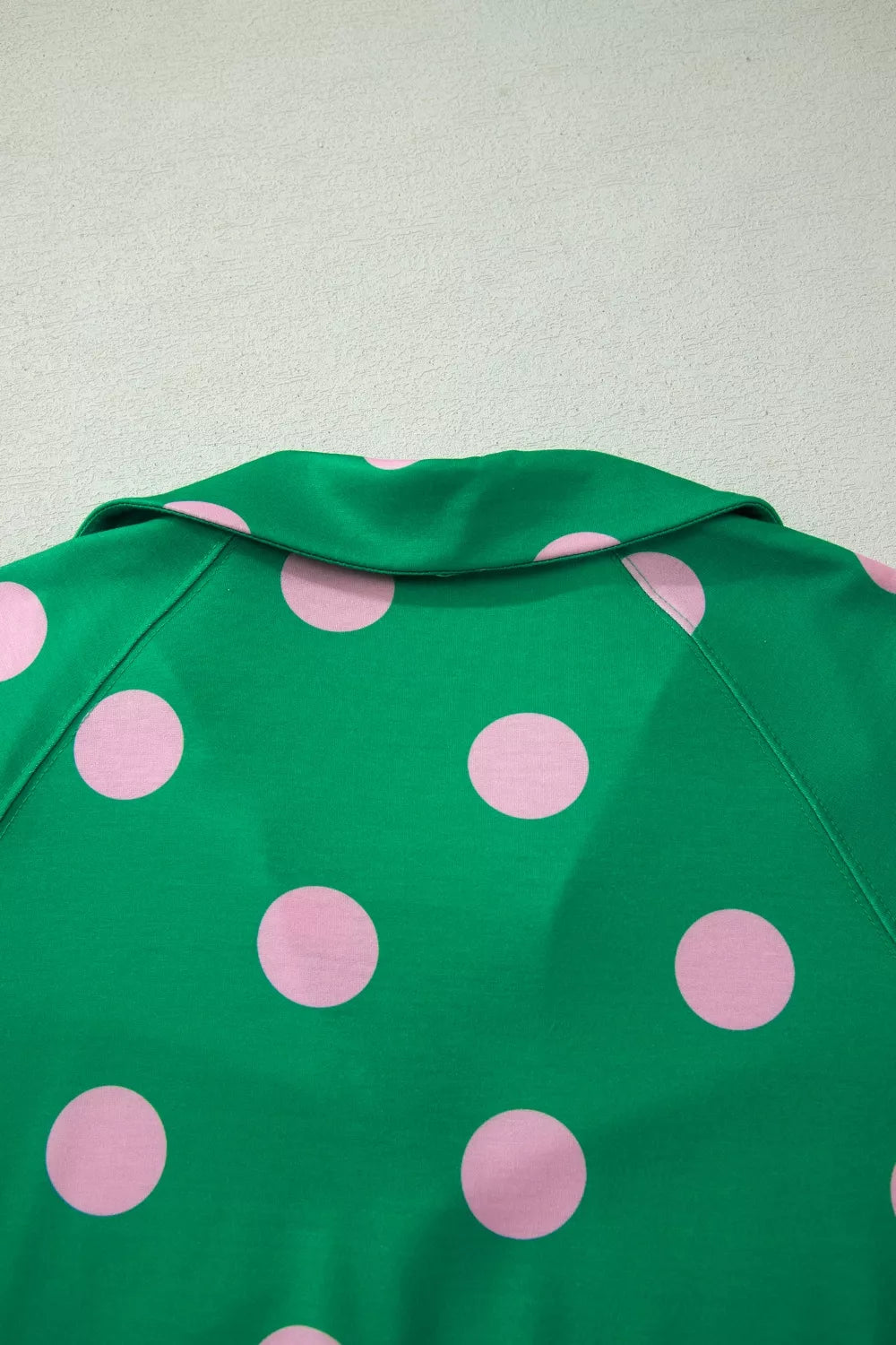 Polka Dot Print V Neck Tee Short Set