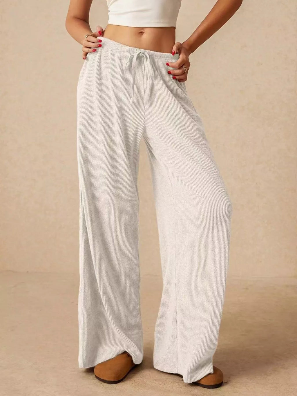 Drawstring Wide Leg Pants