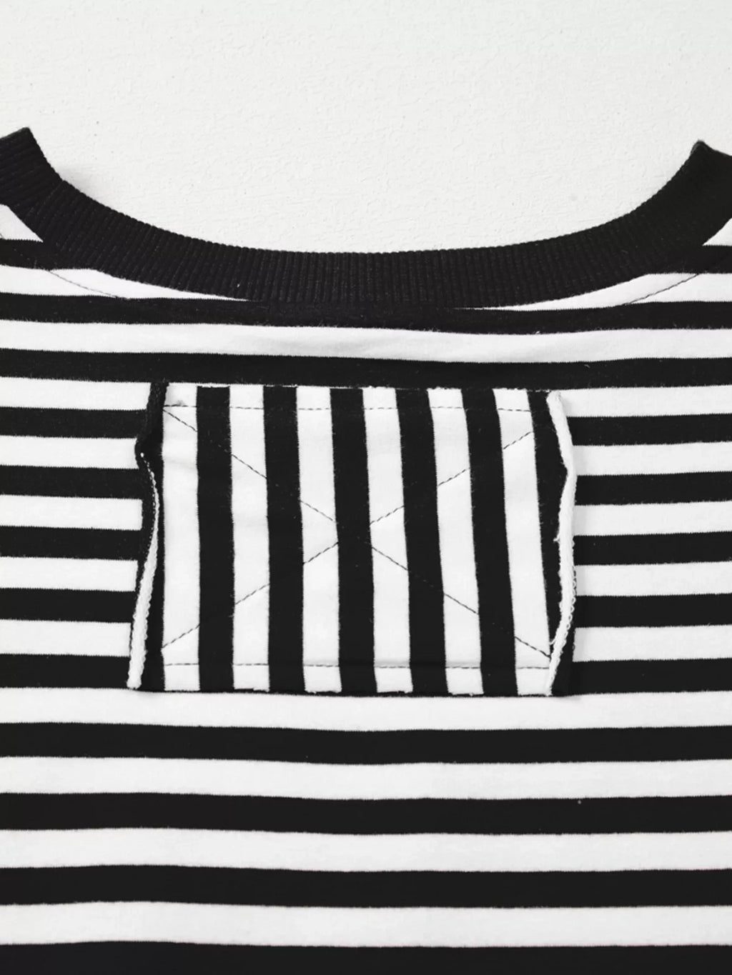 Stripe Exposed Seam Drop Shoulder Casual Pullover Top