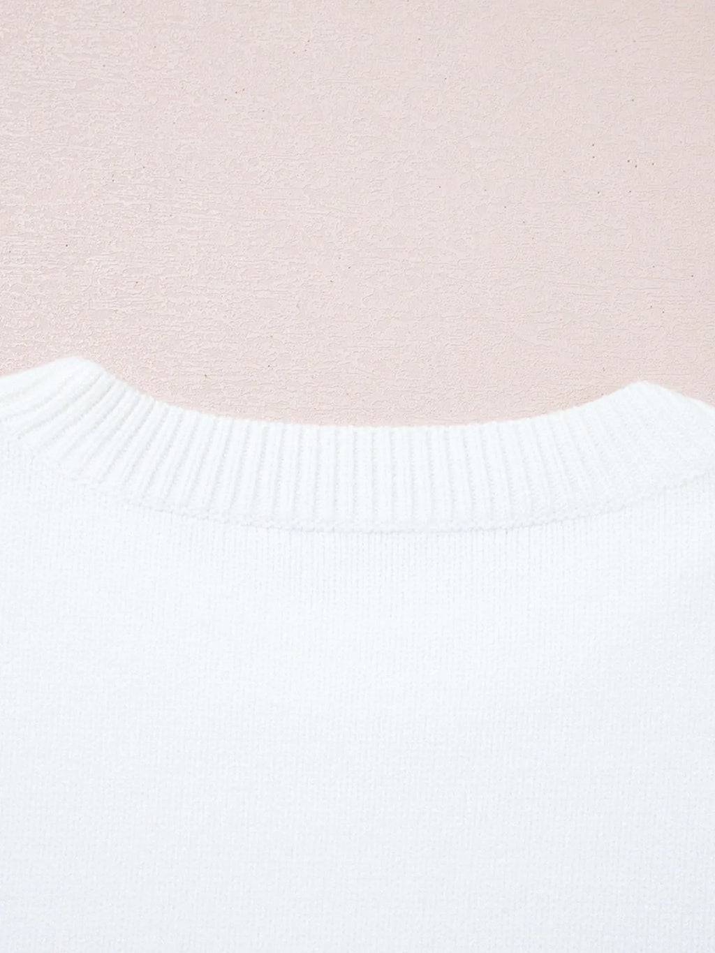 Letter Contrast Hem Round Neck Sweater