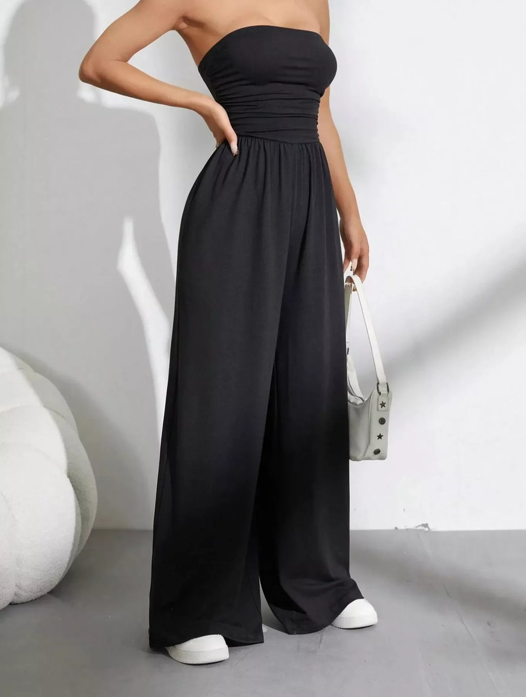 Effortless Chic Tube Top Wide Leg Jumpsuit