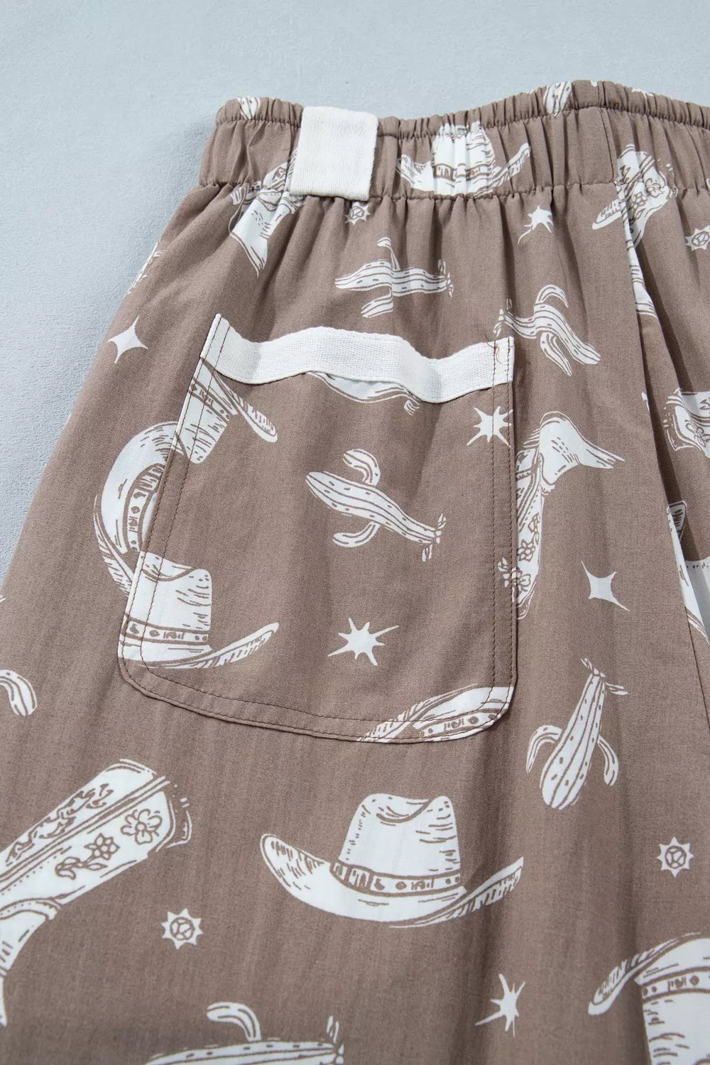 Western Cactus Cowgirl Hat Boot Printed Vintage Drawstring Jogger Pants