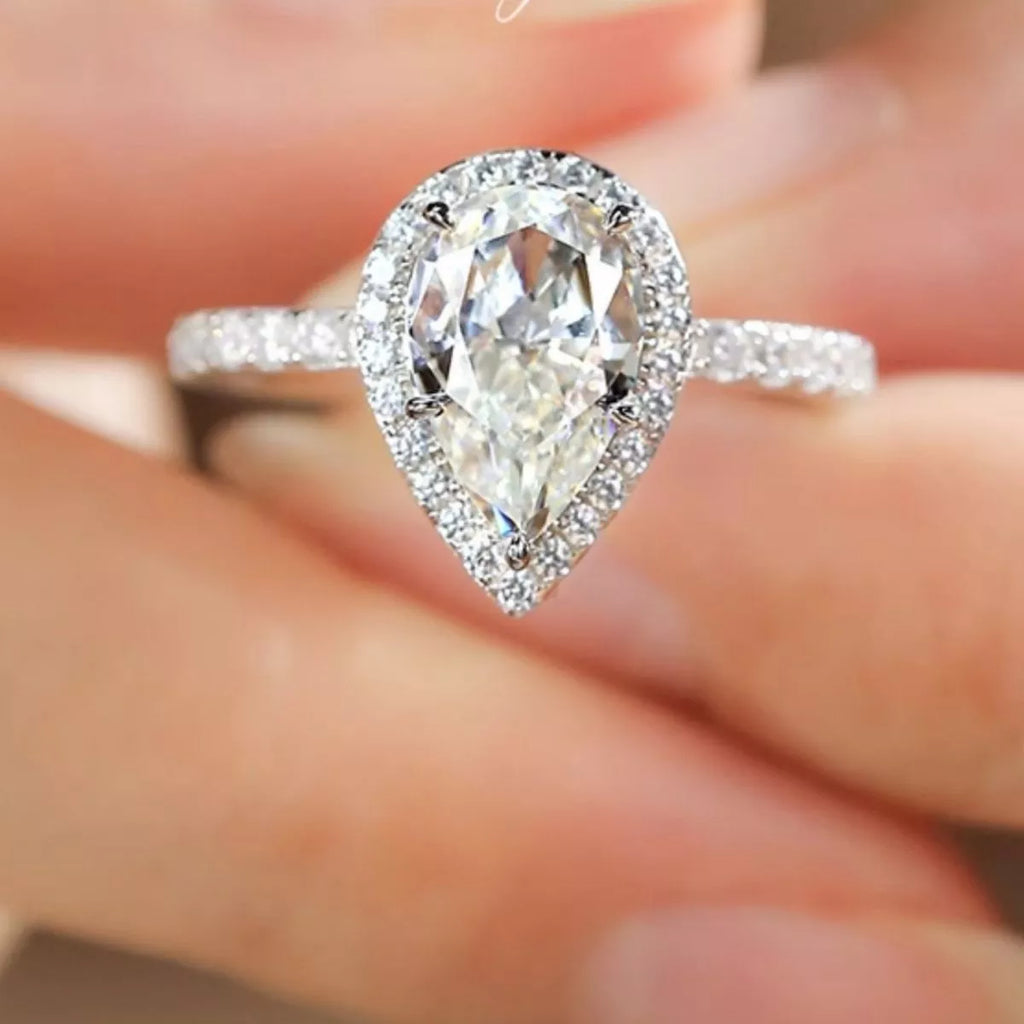 4 Carat 925 Sterling Silver Moissanite Teardrop Ring