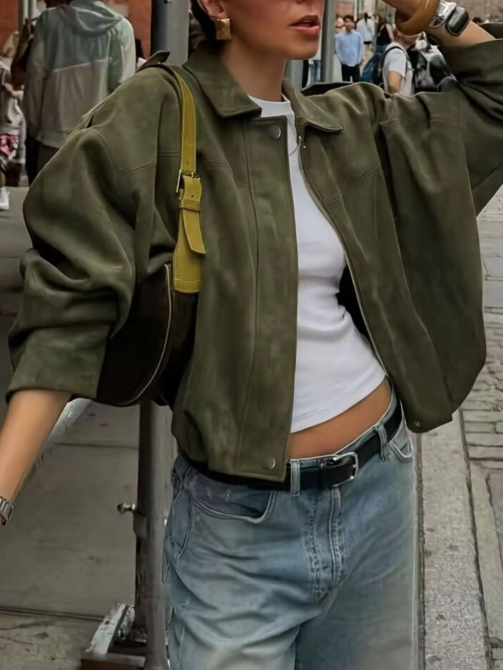 Zip Up Dropped Shoulder Jacket