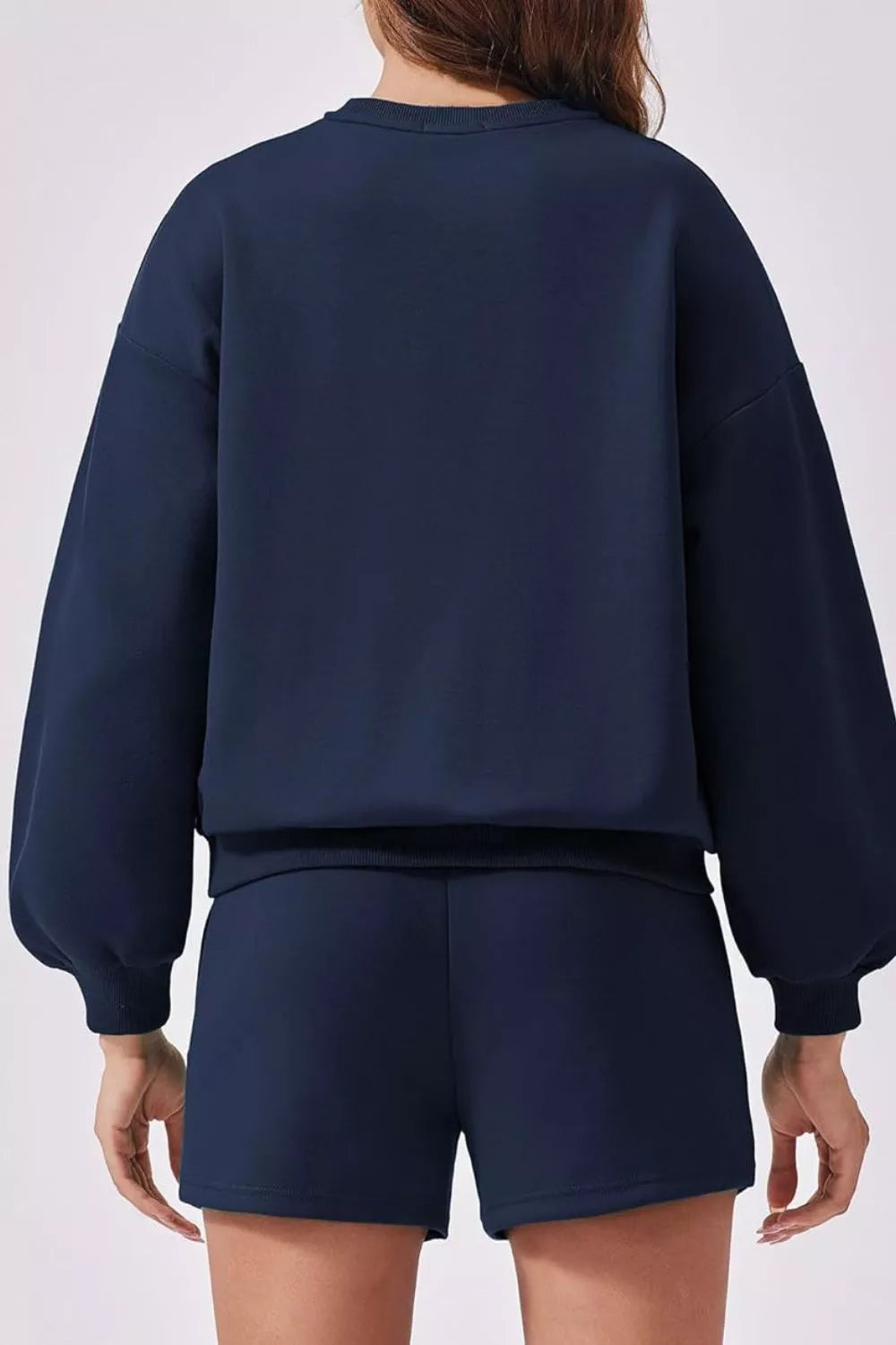 Round Neck Sweatshirt and Shorts Set