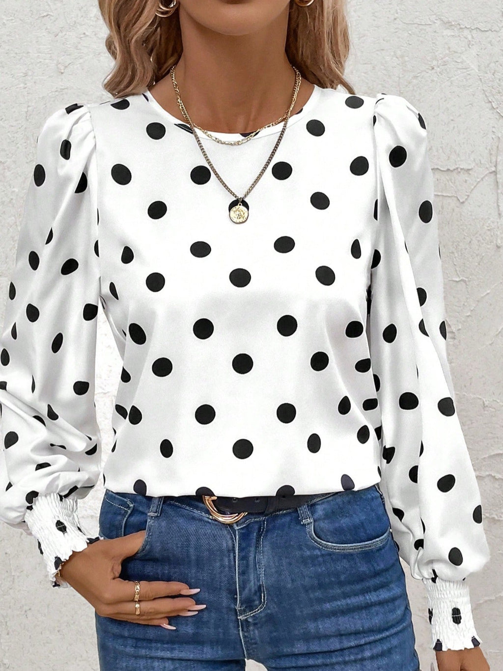 Polka Dot Long Sleeve Blouse
