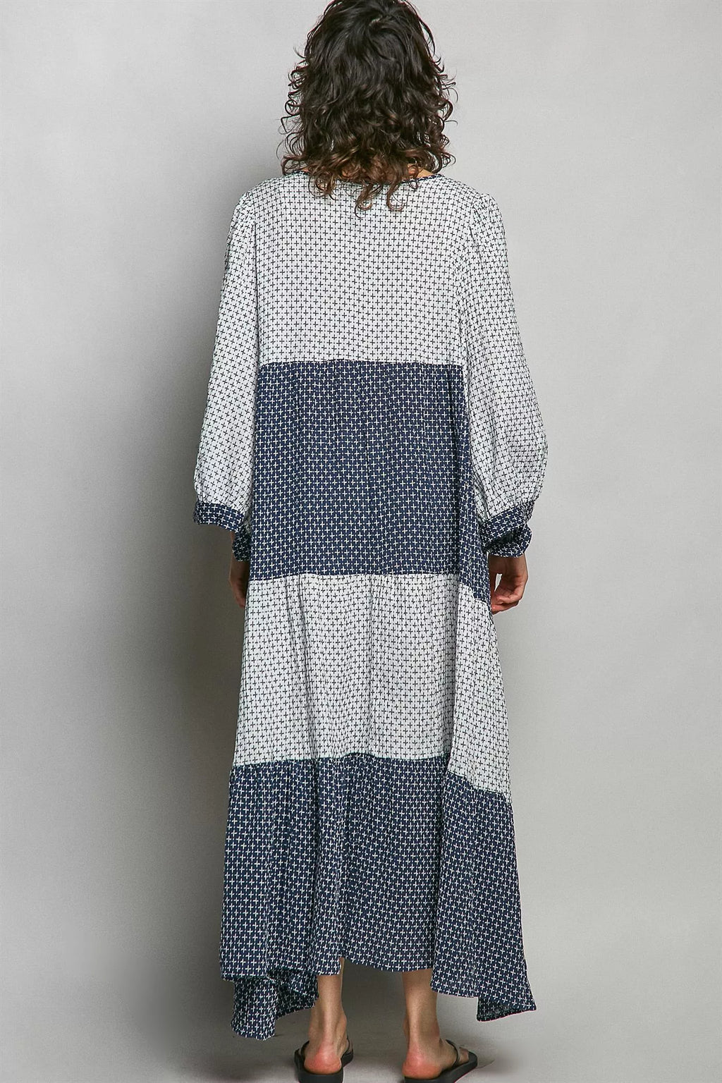 POL Tiered Boho Two-Tone Maxi Dress