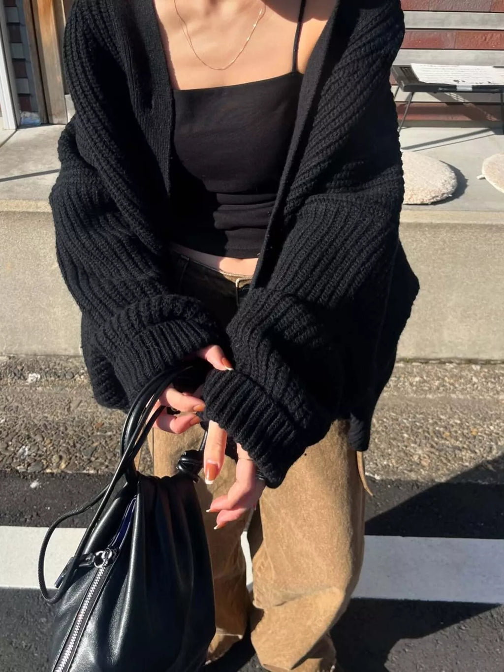 Oversized Knit Button-Down Cardigan