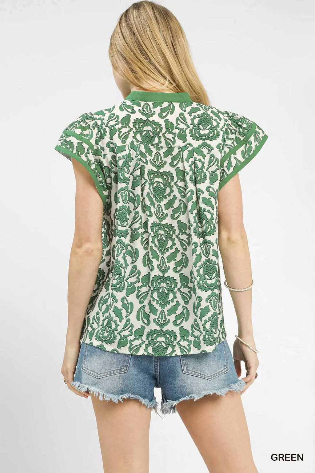 Umgee Abstract Print Short Sleeve Blouse