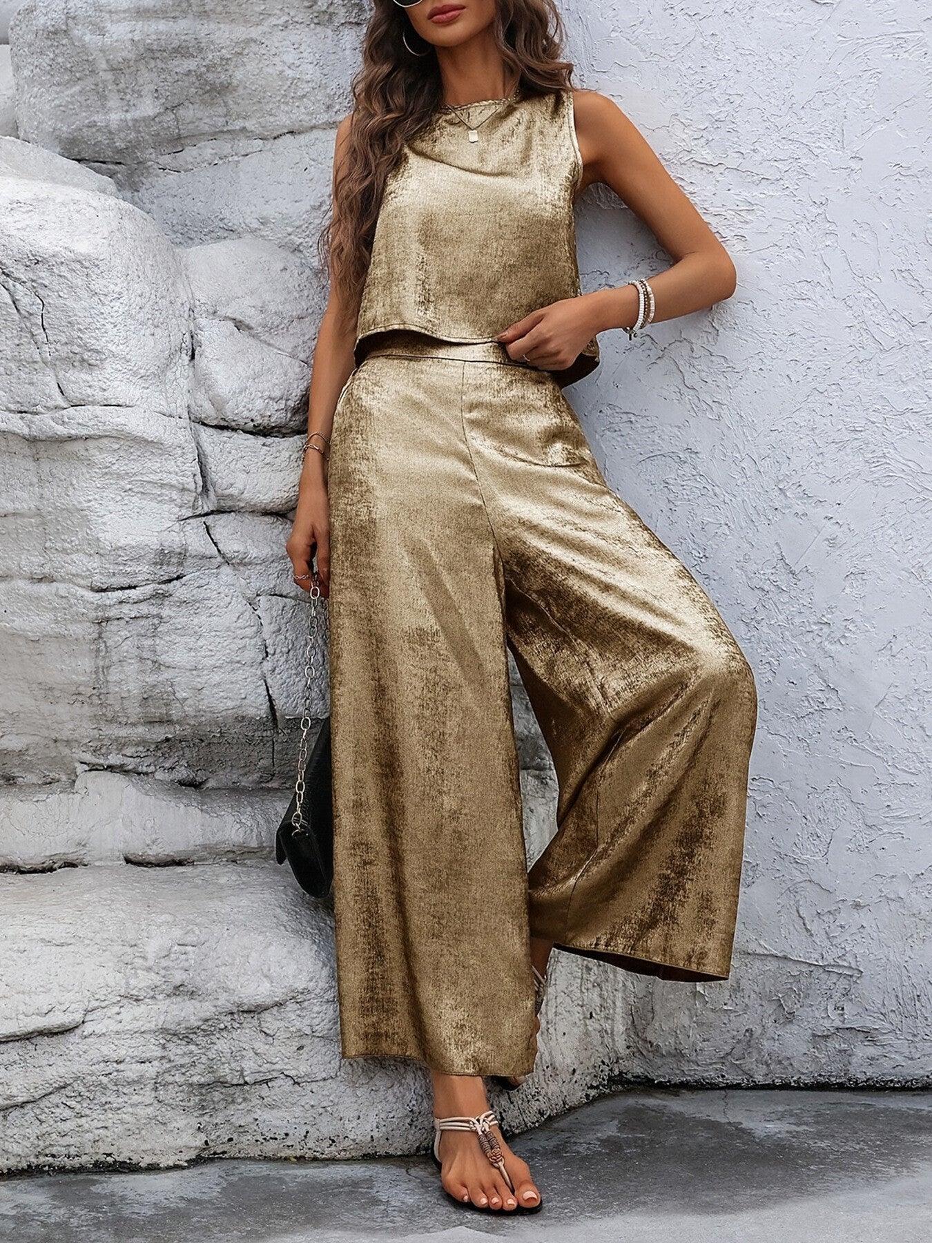 Round Neck Tank and Pants Set
