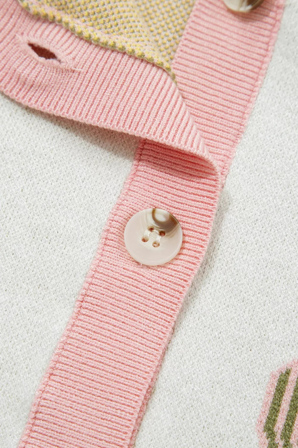 Color Block Trim Button Front Cactus Pattern Western Sweater Vest