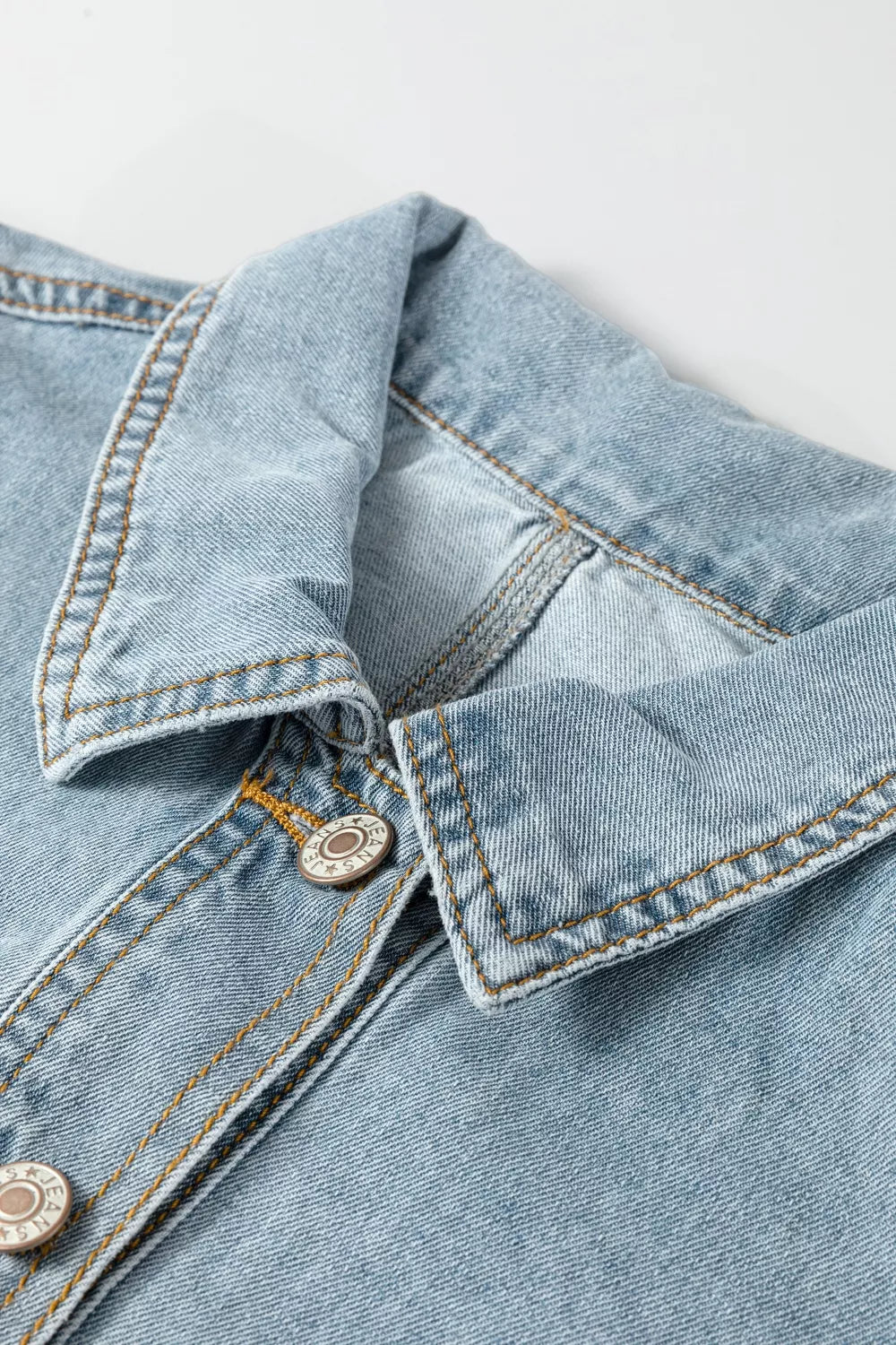 Draw-cord Hem Light Wash Denim Jacket