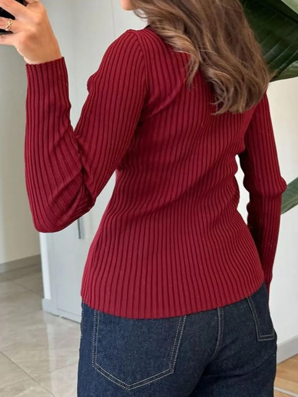 Ribbed Button-Front Long Sleeve Cardigan