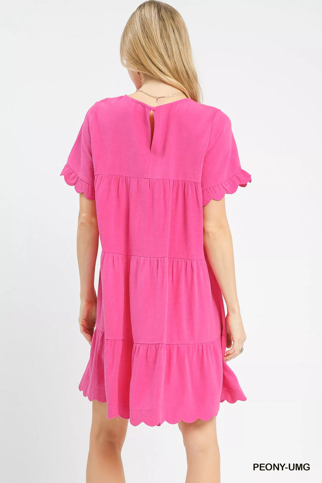 Umgee Linen Tiered Babydoll Dress with Ruffle Sleeves