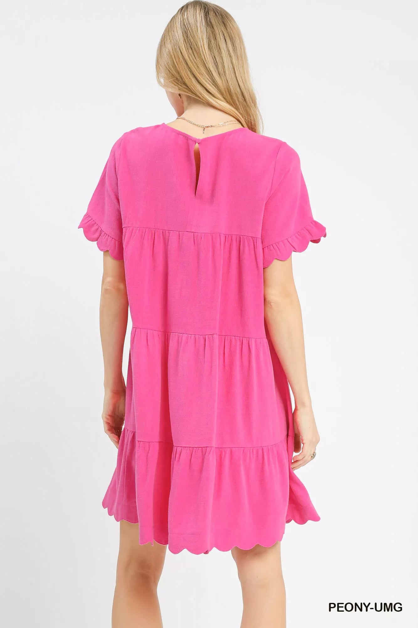 Umgee Linen Tiered Babydoll Dress with Ruffle Sleeves