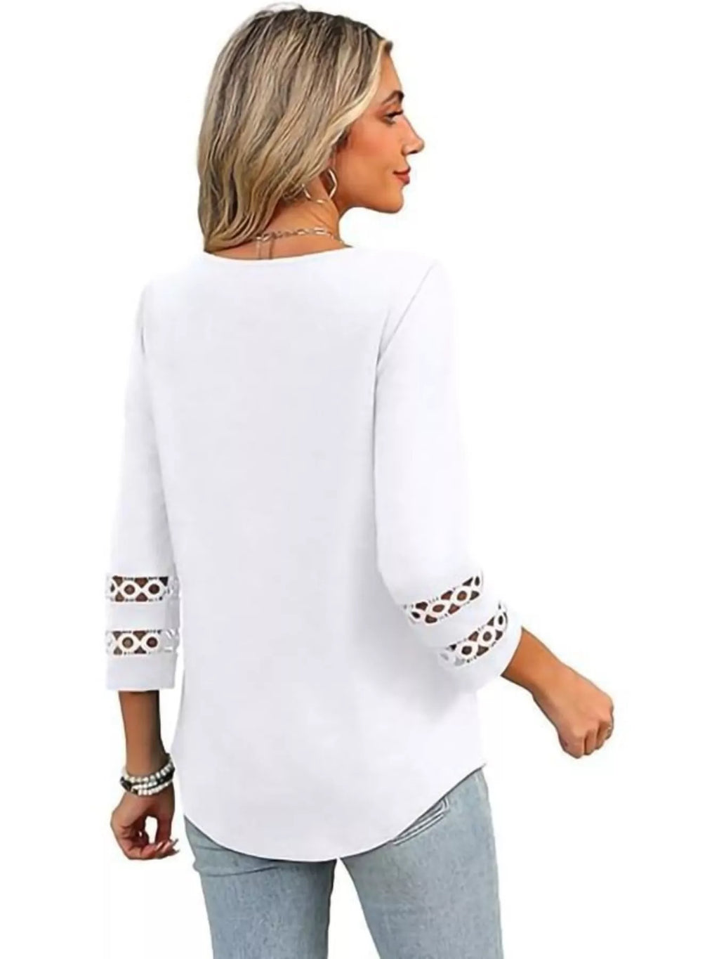 Full Size V-Neck 3/4 Sleeve T-Shirt Plus Size