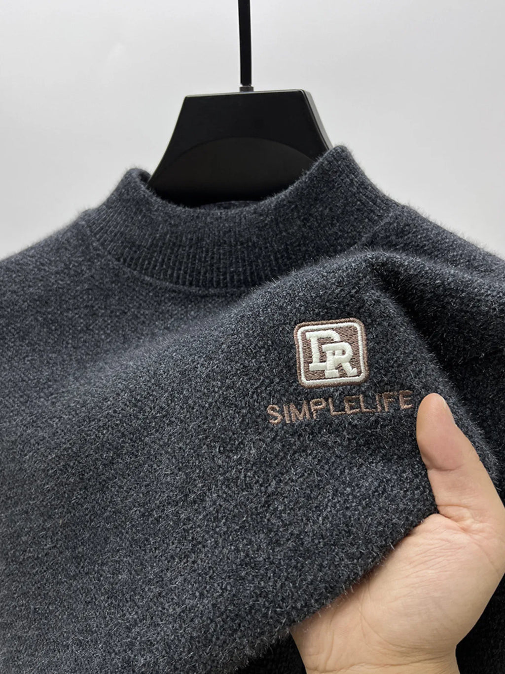 Men's Plus Size Ribbed Hem Long Sleeve Sweater