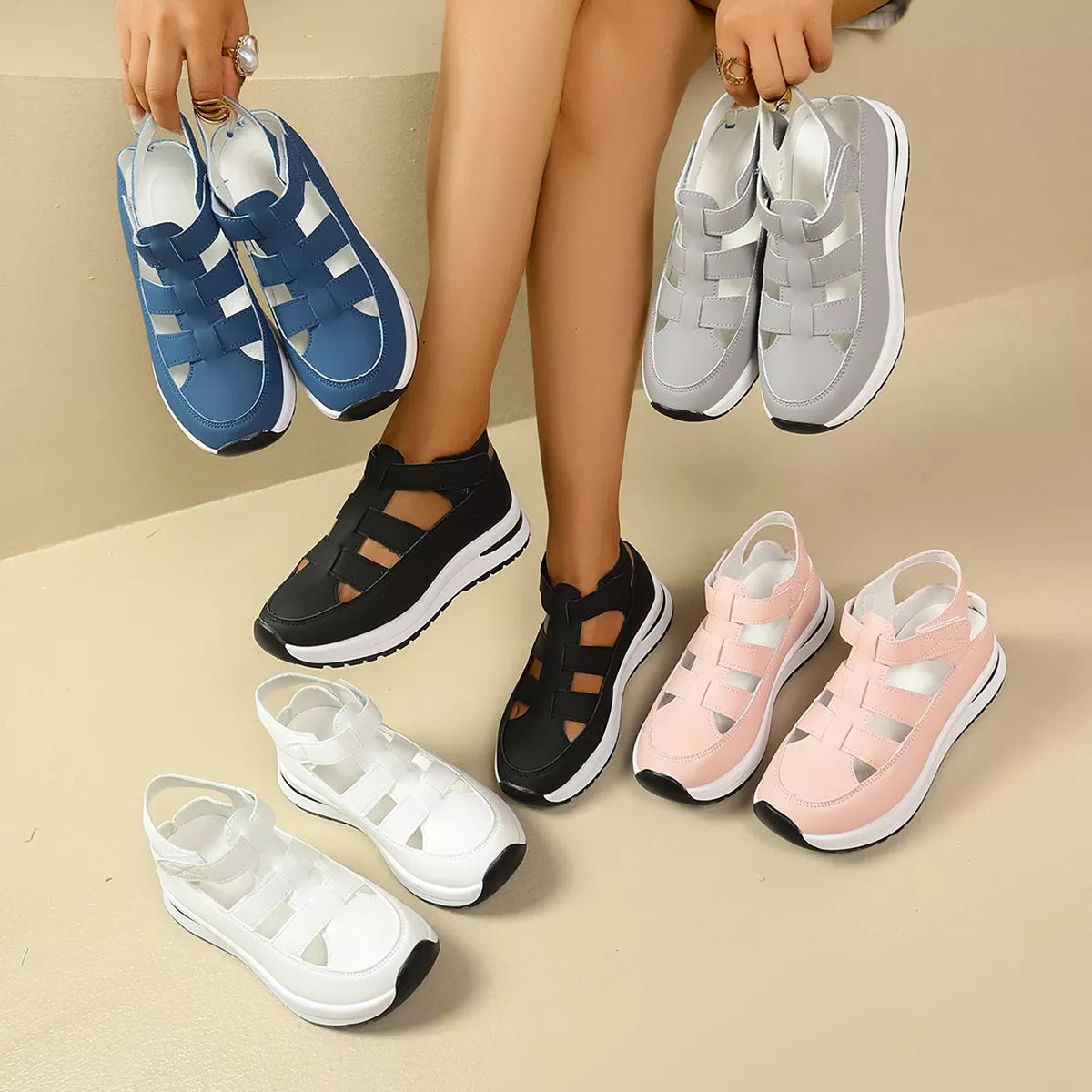 Cutout Round Toe Platform Sandals