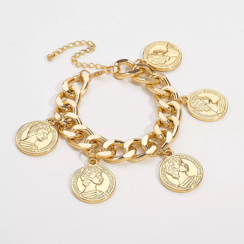 18K Gold-Plated Coin Charm Bracelet
