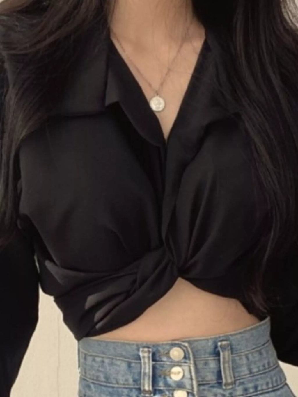 Twisted Front Long Sleeve Shirt