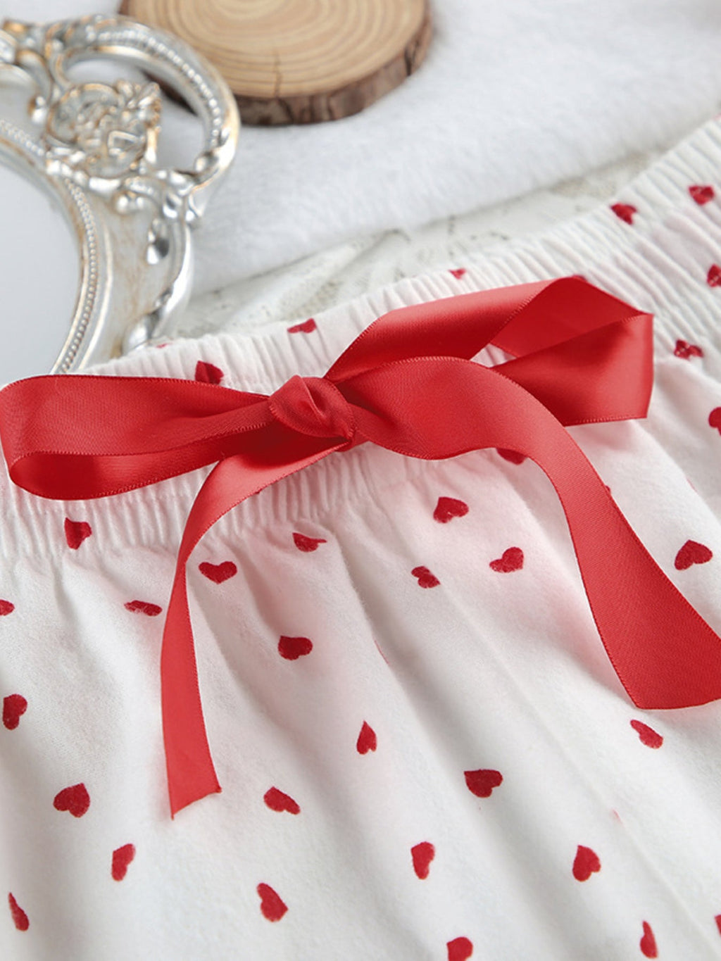 Heart Print Long Sleeve Top and Pants Lounge Set