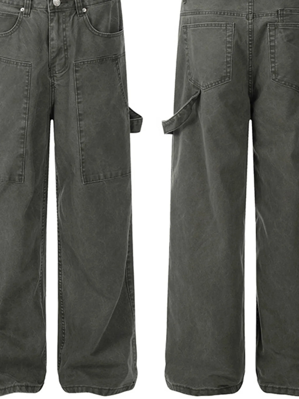 Men's Washed Cargo Wide Leg Jeans