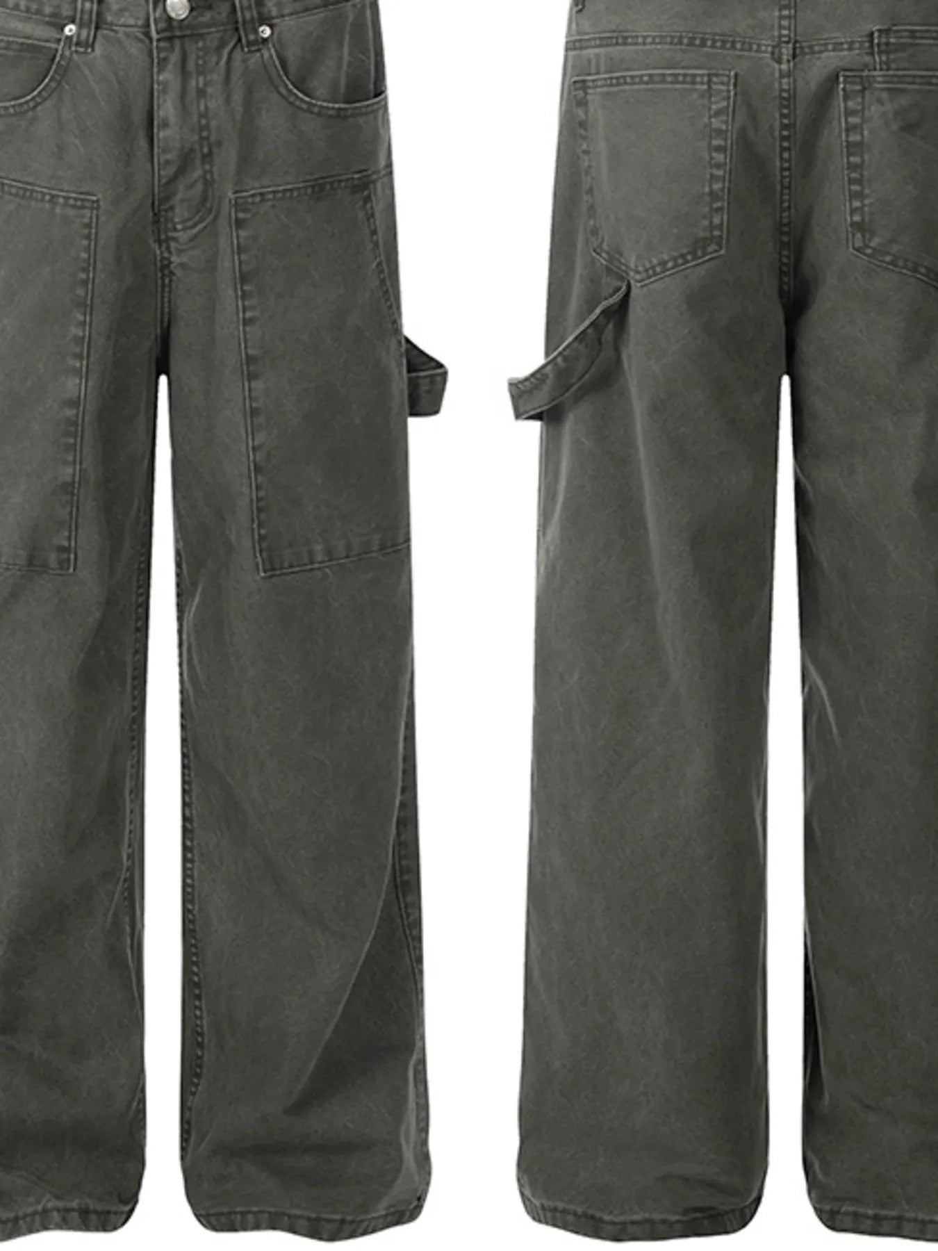 Men's Washed Cargo Wide Leg Jeans