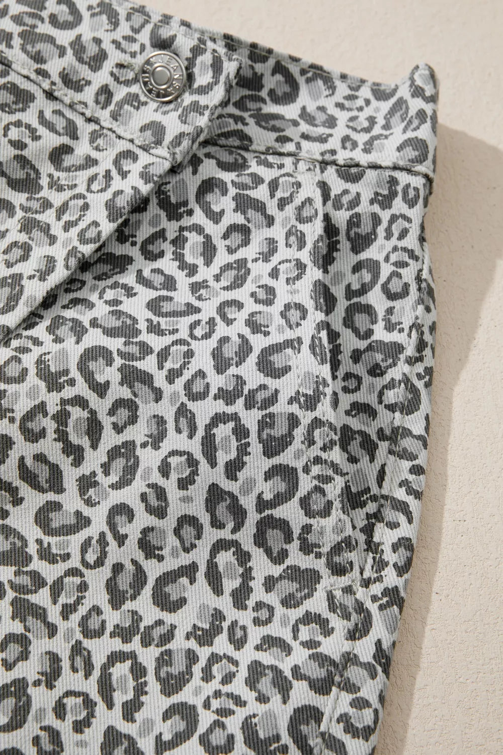 Leopard Print Elastic Waist Denim Shorts