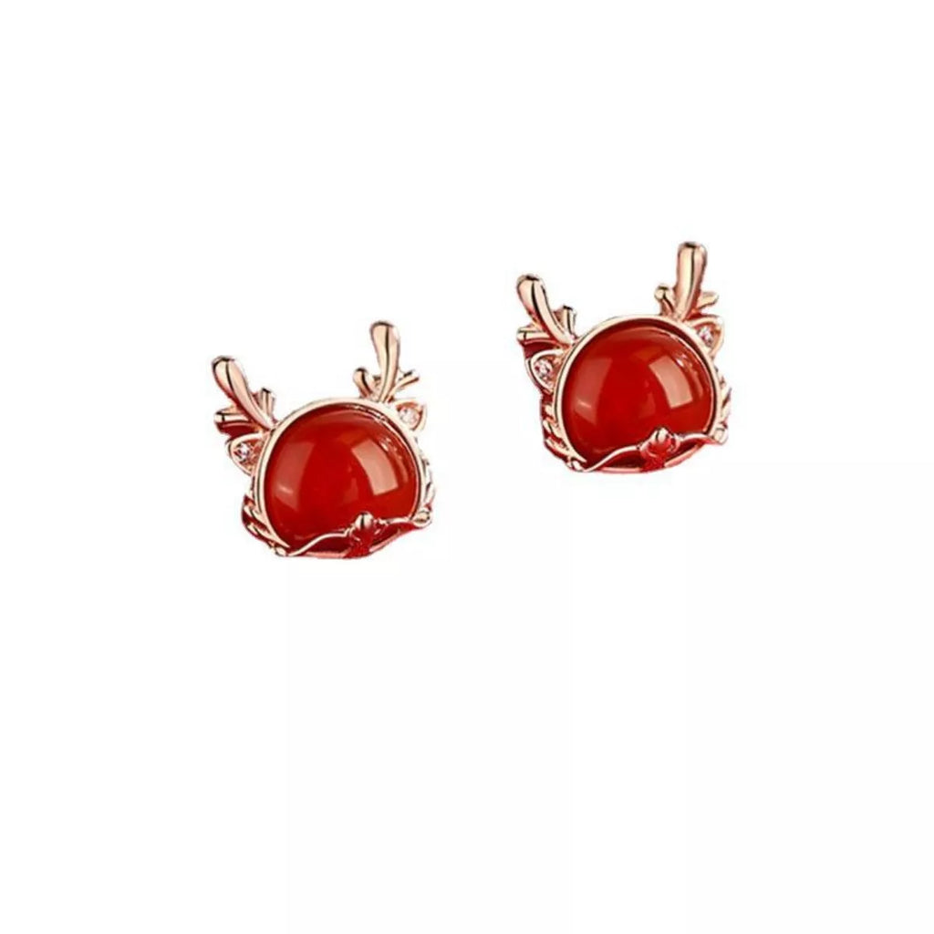 925 Sterling Silver Deer Stud Earrings