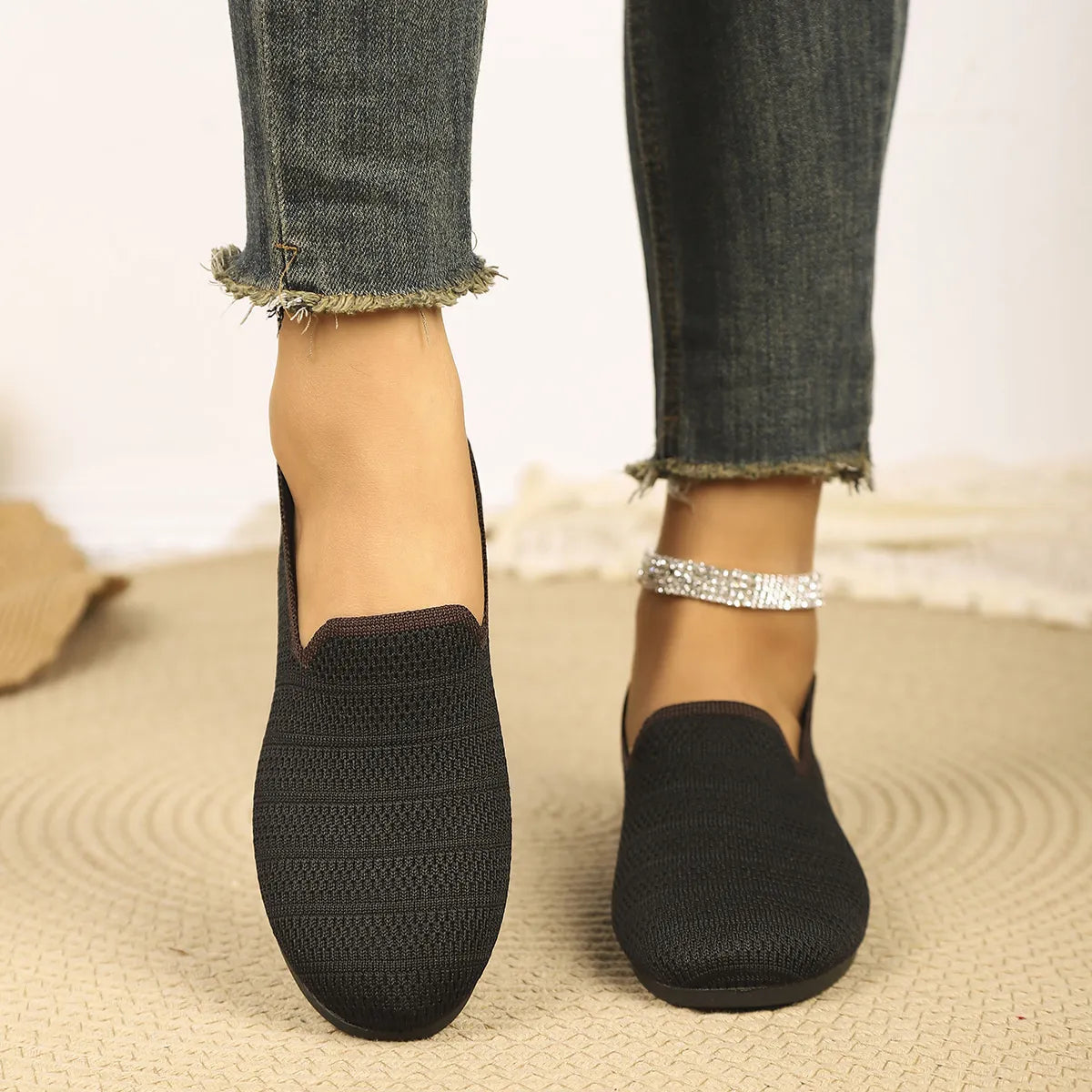 Breathable Knit Slip-On Loafers
