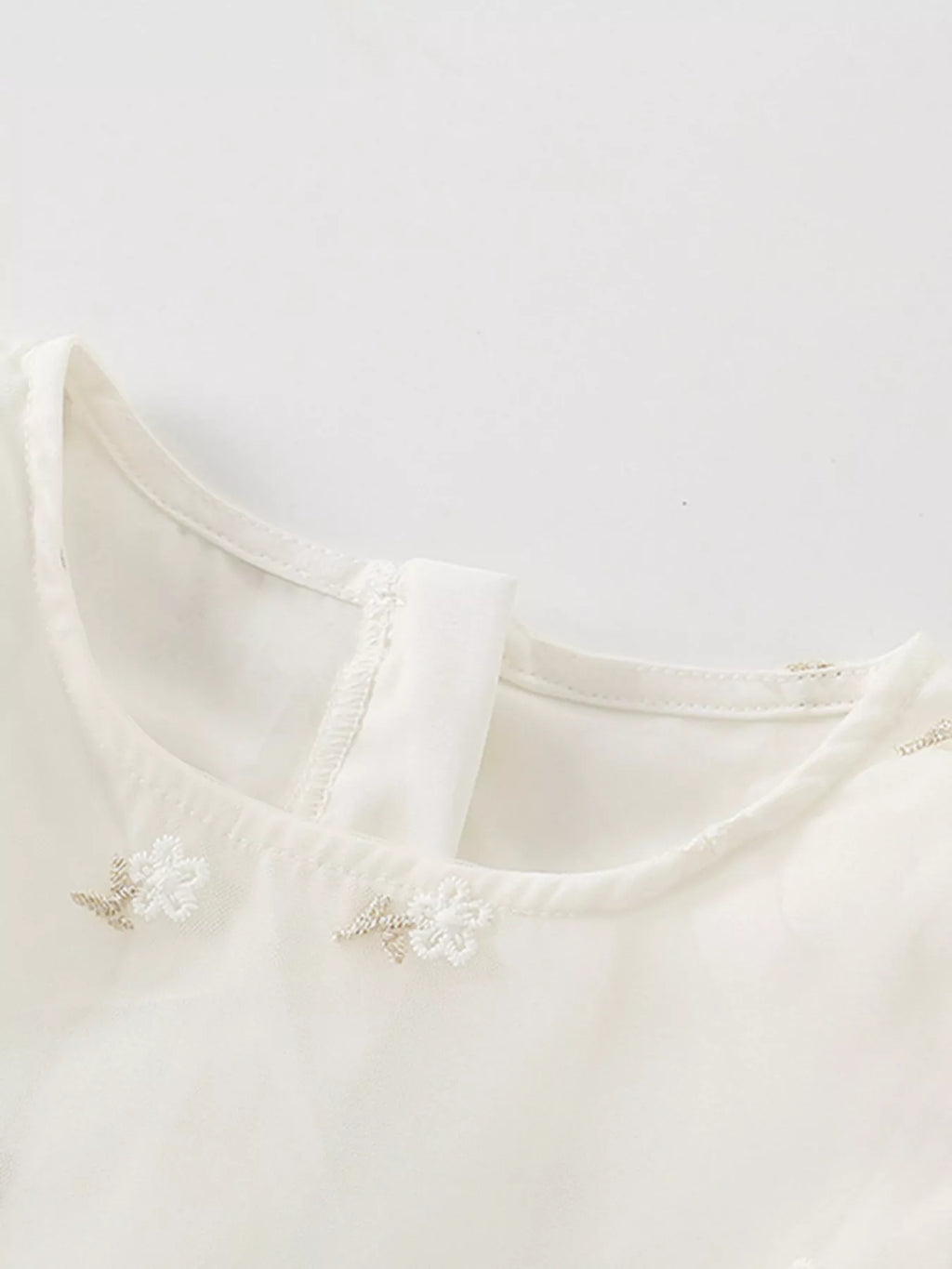 Children's Embroidered Floral Tulle Dress with Lace Detail