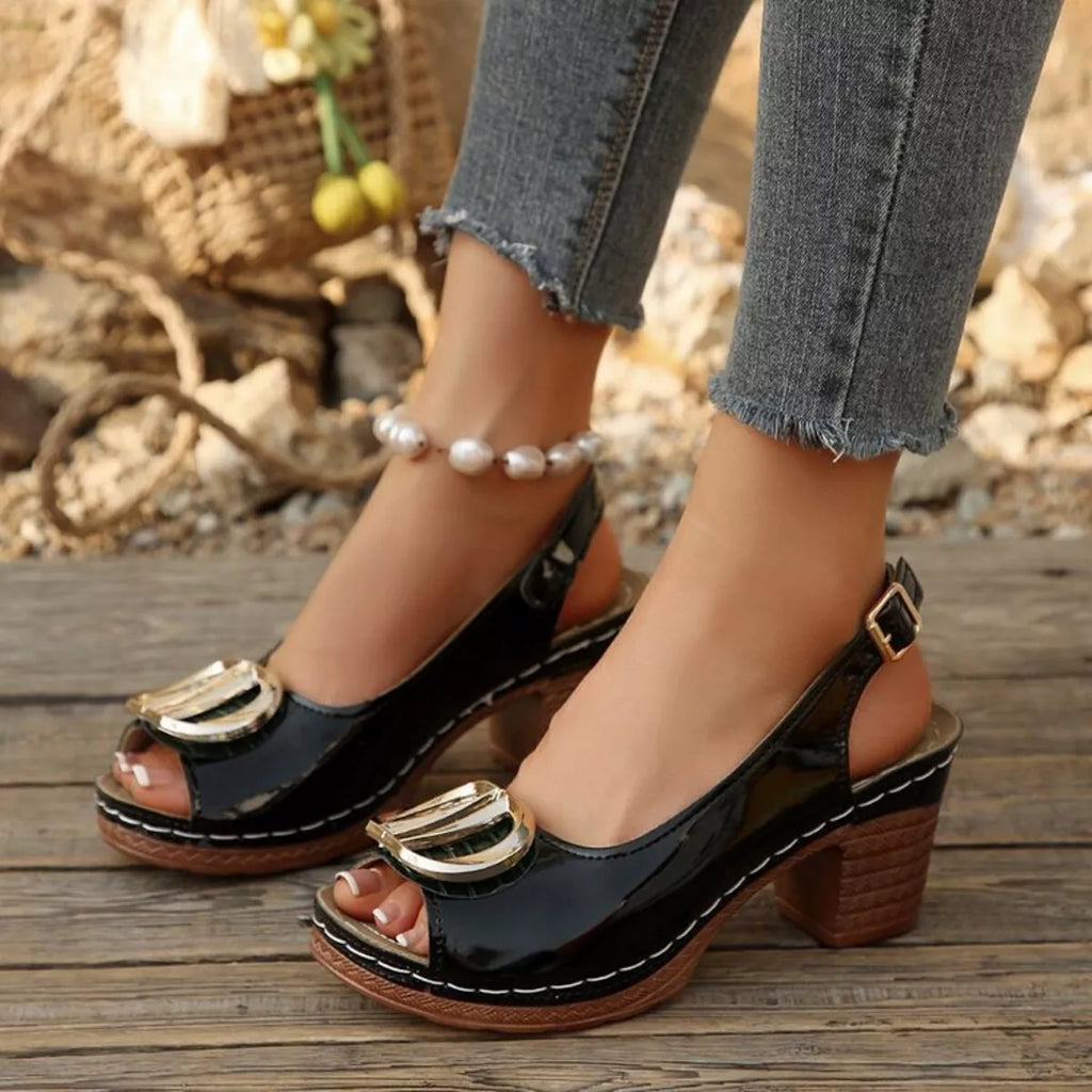 Peep Toe Block Heels Sandals