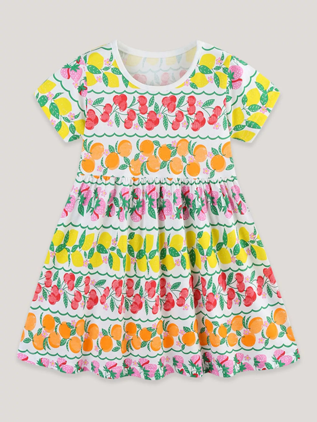 Children's Fruit Print Tiered Dress
