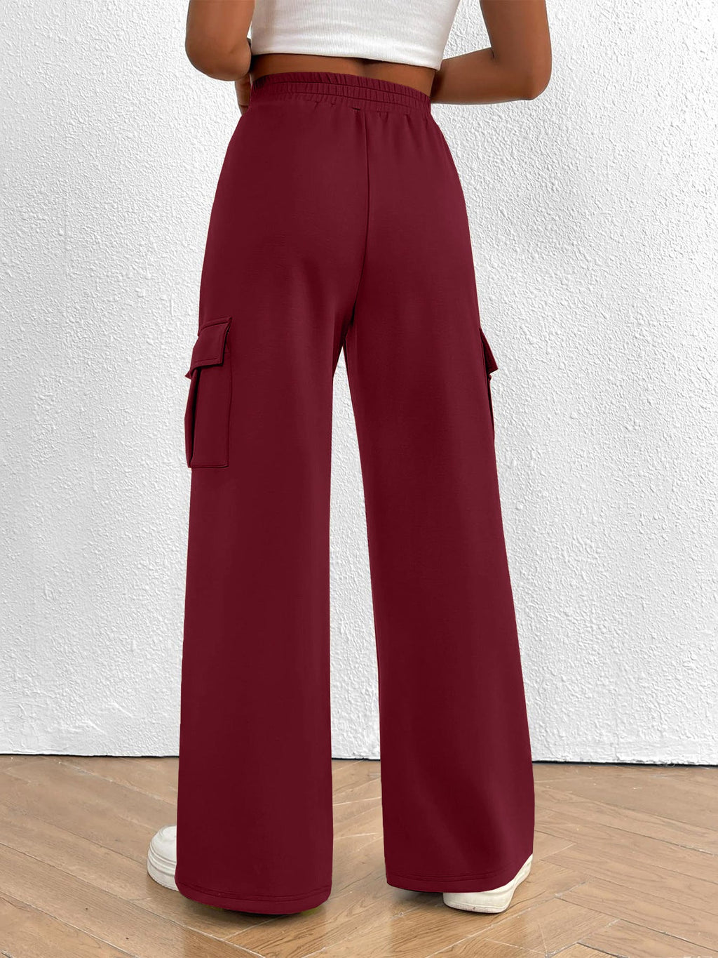 Casual High Waist Cargo Pants with Drawstring
