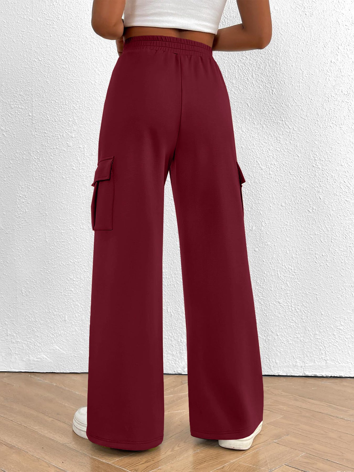 Casual High Waist Cargo Pants with Drawstring